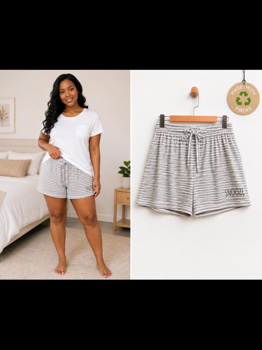 Women's Gray/White Striped and lavender and whiteLounge Shorts